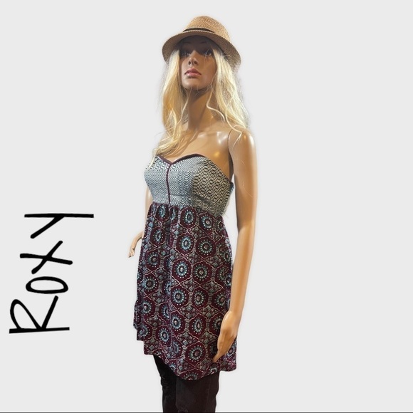 ROXY multicolored sleeveless/strapless BoHo top/dress - Picture 1 of 11
